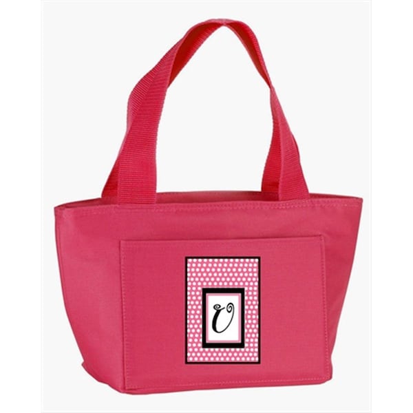 Carolines Treasures Monogram Letter U - Pink Black Polka Dots Lunch Bag or Doggie Bag CJ1001-U-PK-8808 - main